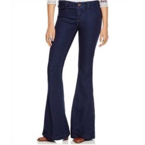 NWT Free People‎ Dark Wash Mid Rise Flared Jeans 24 Short
